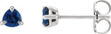 Platinum Natural Blue Sapphire Trillion 3-Prong Claw Earrings