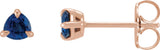 14K Gold Natural Blue Sapphire Trillion 3-Prong Claw Earrings - Rose Gold