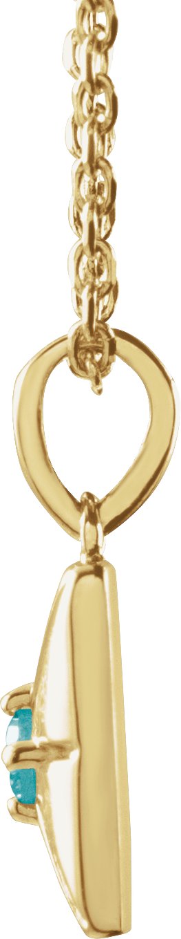 14K Gold Round Natural Blue Zircon Accented Necklace or Pendant - Yellow Gold - view 5