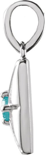 14K Gold Round Natural Blue Zircon Accented Necklace or Pendant - White Gold - view 5