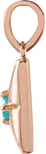 14K Gold Round Natural Blue Zircon Accented Necklace or Pendant - Rose Gold - view 5