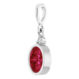 Platinum Oval Lab-Grown Ruby & Lab-Grown Diamond Accented Bezel-Set Pendant - view 2