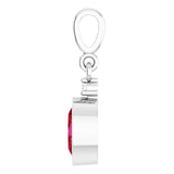 Platinum Oval Lab-Grown Ruby & Lab-Grown Diamond Accented Bezel-Set Pendant - view 3