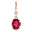 14K Gold Oval Lab-Grown Ruby & Lab-Grown Diamond Accented Bezel-Set Pendant - Rose Gold