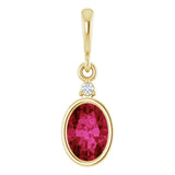 14K Gold Oval Lab-Grown Ruby & Lab-Grown Diamond Accented Bezel-Set Pendant - Yellow Gold