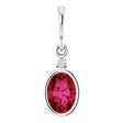 Platinum Oval Lab-Grown Ruby & Lab-Grown Diamond Accented Bezel-Set Pendant