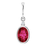 Platinum Oval Lab-Grown Ruby & Lab-Grown Diamond Accented Bezel-Set Pendant