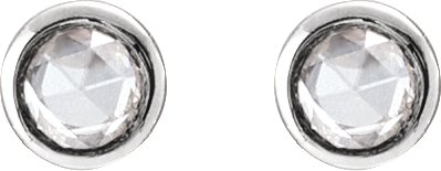 14K Gold Natural Diamond Round Rose-Cut Bezel-Set Earrings - White Gold - view 4