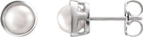 14K Gold Cultured White Akoya Pearl Pearl Earrings - White Gold