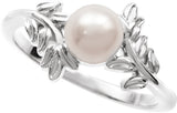 14K Gold Cultured White Akoya Pearl Floral Pearl Ring - White Gold - view 3