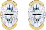 14K Gold Oval Lab-Grown Moissanite Half-Bezel Solitaire Stud Earrings - Yellow Gold - view 2