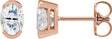14K Gold Oval Lab-Grown Moissanite Half-Bezel Solitaire Stud Earrings - Rose Gold
