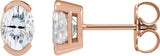 14K Gold Oval Lab-Grown Moissanite Half-Bezel Solitaire Stud Earrings - Rose Gold