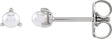 Platinum Cultured White Seed Pearl Seed Pearl 3-Prong Stud Earrings