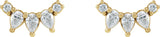 14K Gold Pear Natural Diamond Curved Bar Earrings - Yellow Gold - view 4