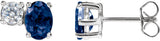 14K Gold Oval Lab-Grown Blue Sapphire & Lab-Grown Diamond Accented Stud Earrings - White Gold