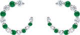 14K Gold Round Natural Tsavorite Garnet & Natural Diamond Accented Front-Back Hoop Earrings - White Gold - view 2