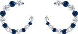 14K Gold Round Natural Blue Sapphire & Natural Diamond Accented Front-Back Hoop Earrings - White Gold - view 2