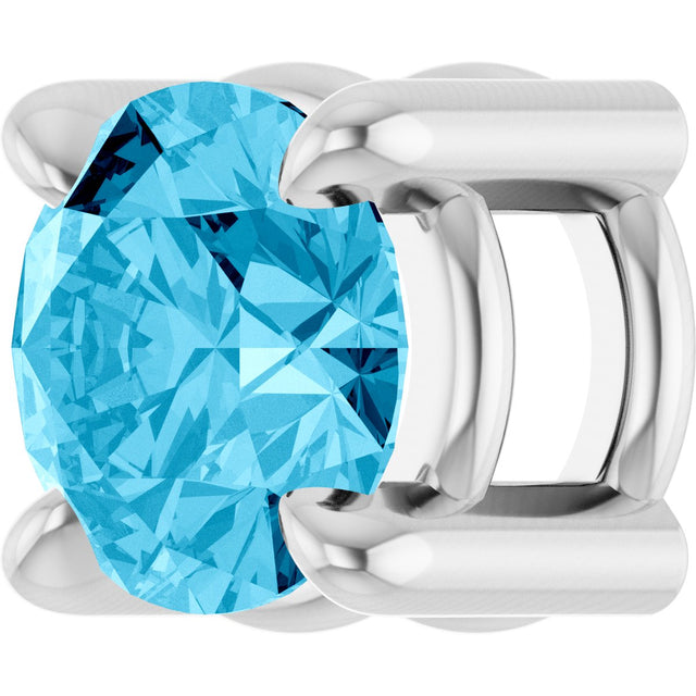 Platinum Round Natural Aquamarine Solitaire Slide Necklace or Pendant - view 5