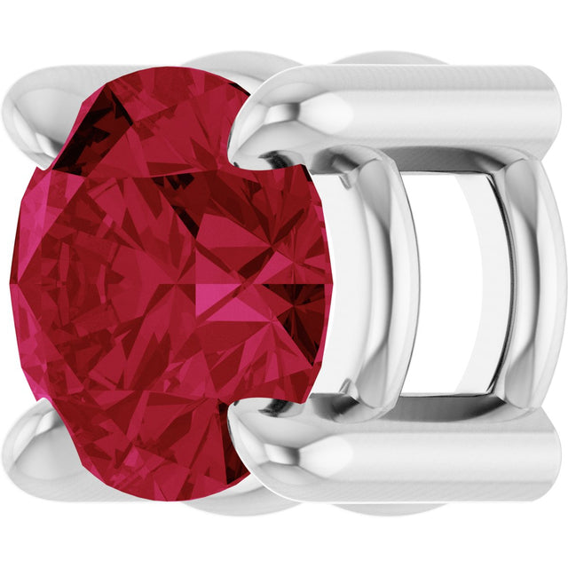 Platinum Round Natural Ruby Solitaire Slide Necklace or Pendant - view 5