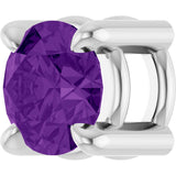 14K Gold Round Natural Amethyst Solitaire Slide Necklace or Pendant - White Gold - view 5