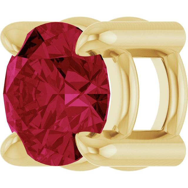 14K Gold Round Lab-Grown Ruby Solitaire Slide Necklace or Pendant - Yellow Gold - view 5
