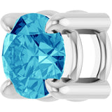 14K Gold Round Natural Blue Zircon Solitaire Slide Necklace or Pendant - White Gold - view 5