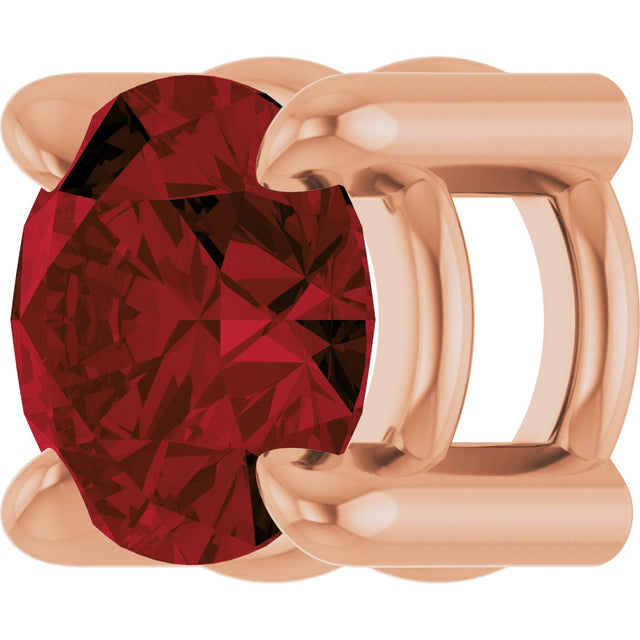 14K Gold Round Natural Mozambique Garnet Solitaire Slide Necklace or Pendant - Rose Gold - view 5