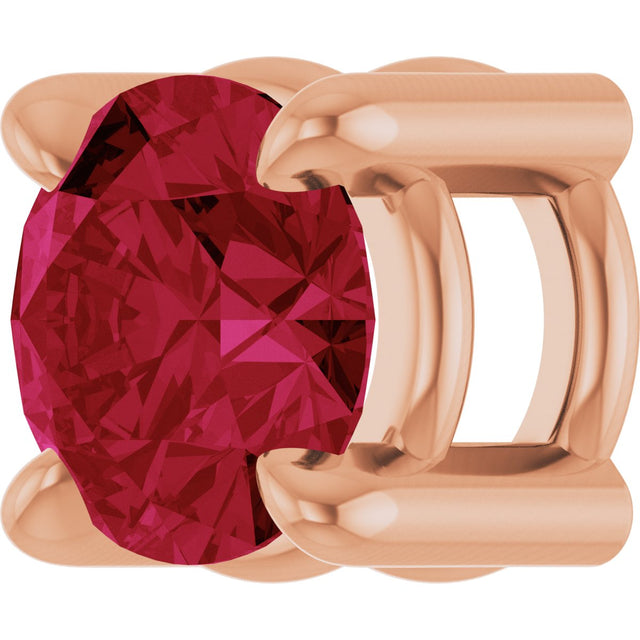14K Gold Round Natural Ruby Solitaire Slide Necklace or Pendant - Rose Gold - view 5