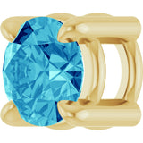 14K Gold Round Natural Blue Zircon Solitaire Slide Necklace or Pendant - Yellow Gold - view 5