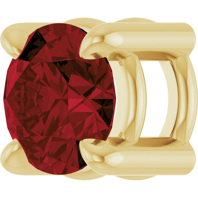 14K Gold Round Natural Mozambique Garnet Solitaire Slide Necklace or Pendant - Yellow Gold - view 5