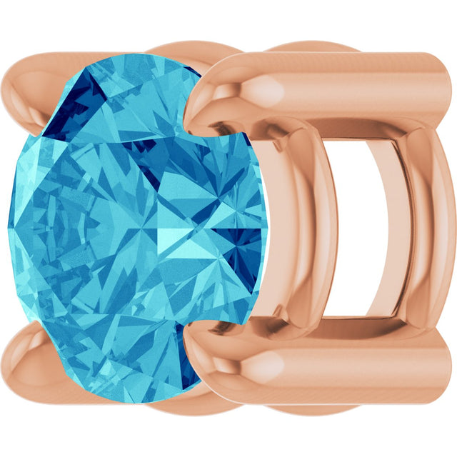 14K Gold Round Natural Blue Zircon Solitaire Slide Necklace or Pendant - Rose Gold - view 5