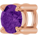 14K Gold Round Natural Amethyst Solitaire Slide Necklace or Pendant - Rose Gold - view 5