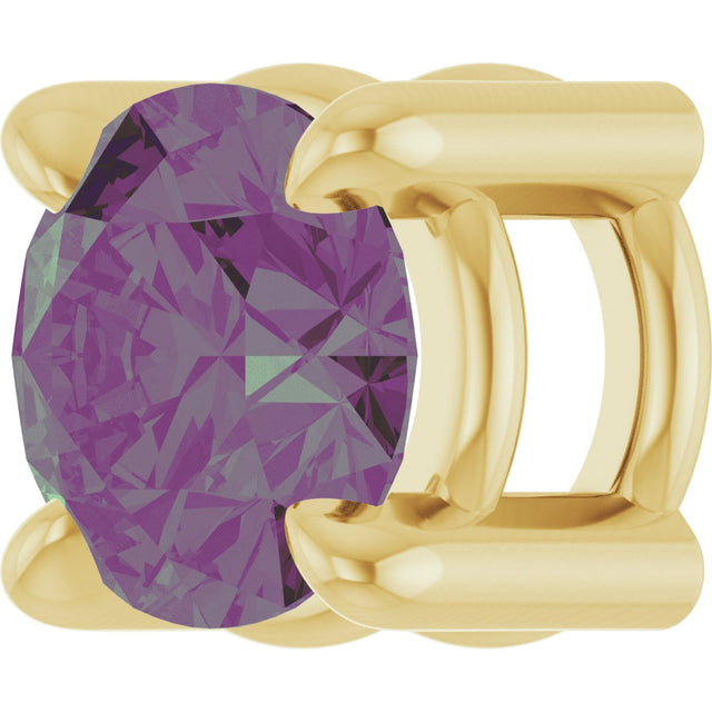 14K Gold Round Lab-Grown Alexandrite Solitaire Slide Necklace or Pendant - Yellow Gold - view 5