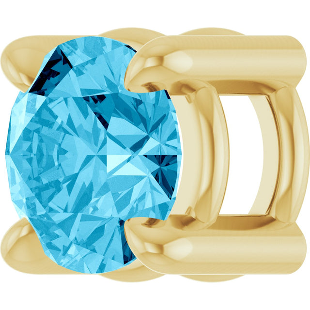 14K Gold Round Natural Aquamarine Solitaire Slide Necklace or Pendant - Yellow Gold - view 5