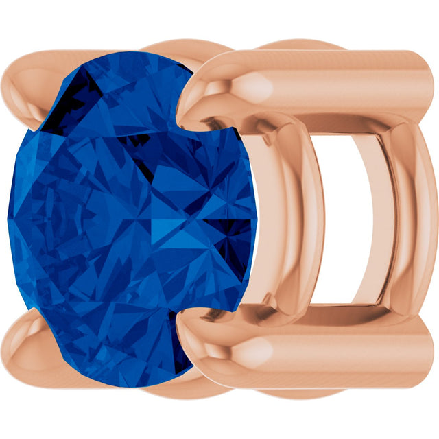 14K Gold Round Lab-Grown Blue Sapphire Solitaire Slide Necklace or Pendant - Rose Gold - view 5