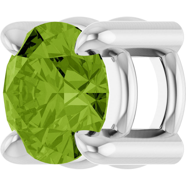 14K Gold Round Natural Peridot Solitaire Slide Necklace or Pendant - White Gold - view 5