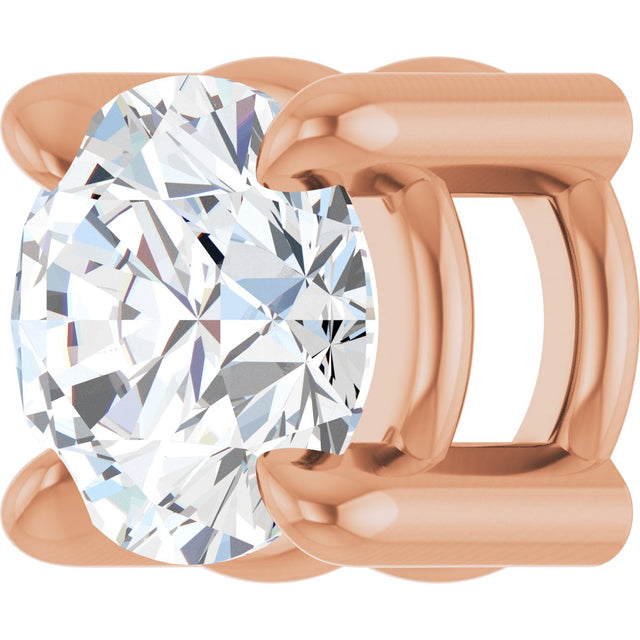 14K Gold Round Natural White Sapphire Solitaire Slide Necklace or Pendant - Rose Gold - view 5