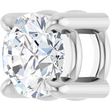 14K Gold Round Natural White Sapphire Solitaire Slide Necklace or Pendant - White Gold - view 5