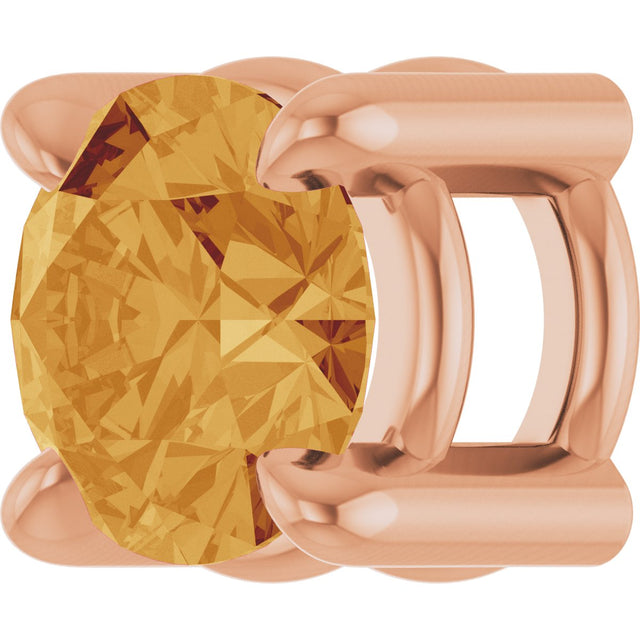 14K Gold Round Natural Citrine Solitaire Slide Necklace or Pendant - Rose Gold - view 5