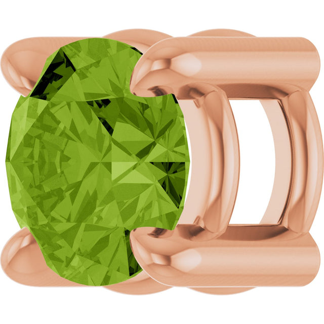 14K Gold Round Natural Peridot Solitaire Slide Necklace or Pendant - Rose Gold - view 5