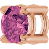 14K Gold Round Natural Pink Tourmaline Solitaire Slide Necklace or Pendant - Rose Gold - view 5