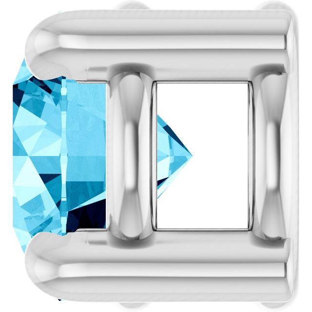 14K Gold Round Natural Aquamarine Solitaire Slide Necklace or Pendant - White Gold - view 6