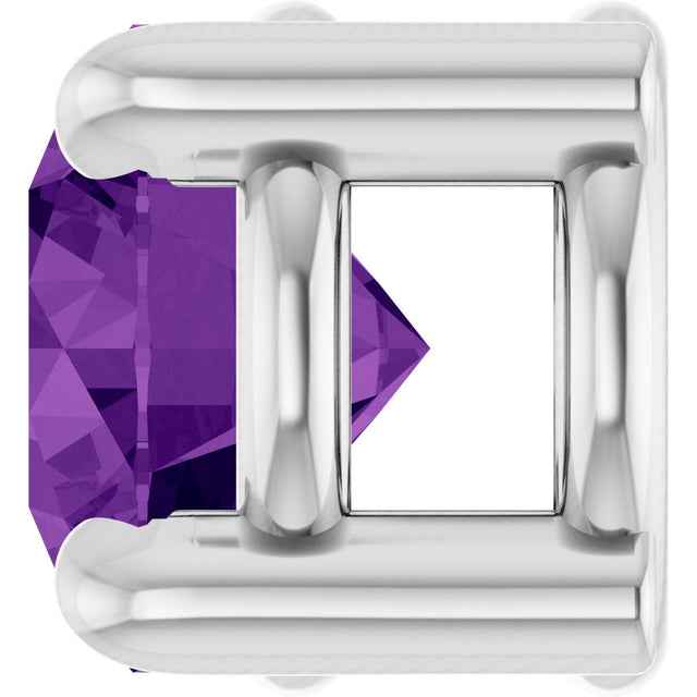 Platinum Round Natural Amethyst Solitaire Slide Necklace or Pendant - view 6