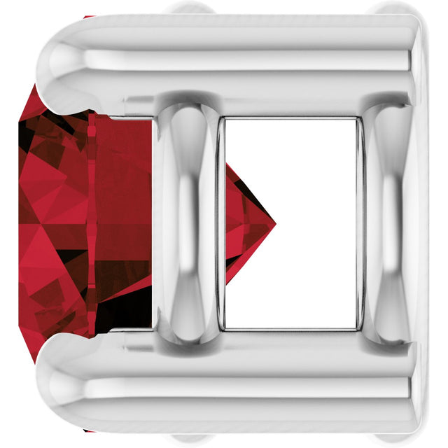 Platinum Round Natural Mozambique Garnet Solitaire Slide Necklace or Pendant - view 6