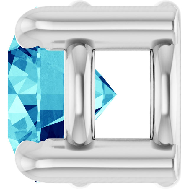 14K Gold Round Natural Blue Zircon Solitaire Slide Necklace or Pendant - White Gold - view 6