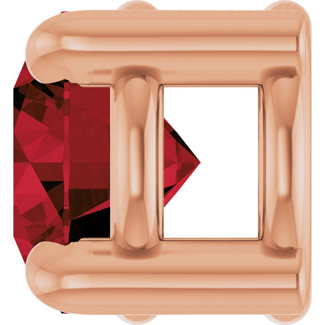 14K Gold Round Natural Mozambique Garnet Solitaire Slide Necklace or Pendant - Rose Gold - view 6