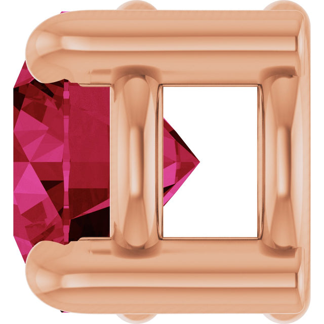 14K Gold Round Natural Ruby Solitaire Slide Necklace or Pendant - Rose Gold - view 6
