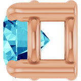14K Gold Round Natural Blue Zircon Solitaire Slide Necklace or Pendant - Rose Gold - view 6