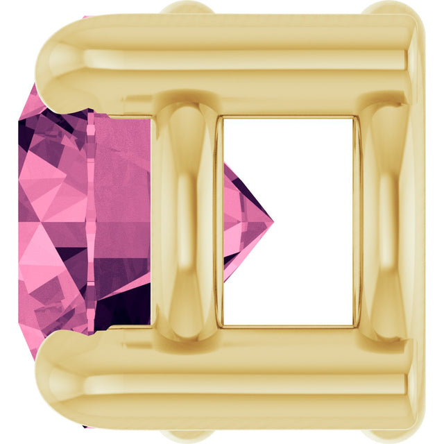 14K Gold Round Natural Pink Tourmaline Solitaire Slide Necklace or Pendant - Yellow Gold - view 6